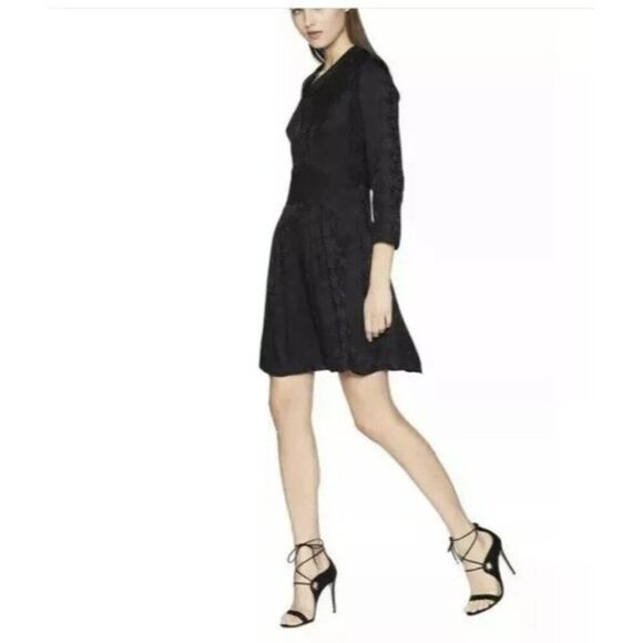NWT Rebecca Taylor Silk Jacquard Tie Waist Dress, Heart Print Black, Sz 10 #Chic - Picture 1 of 16